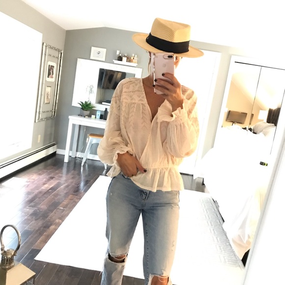 Free People Tops - Free People NWT peach flowy boho top shirt XS